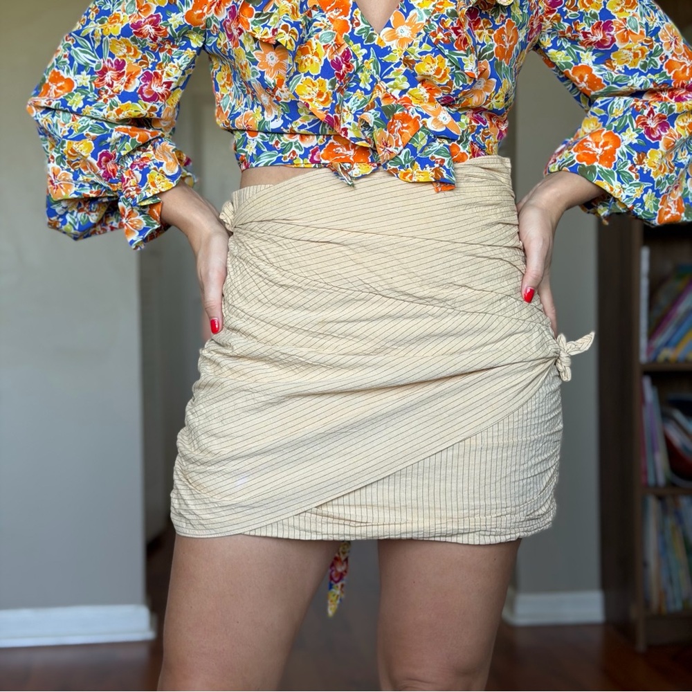 Zara Draped Mini Cream Skirt